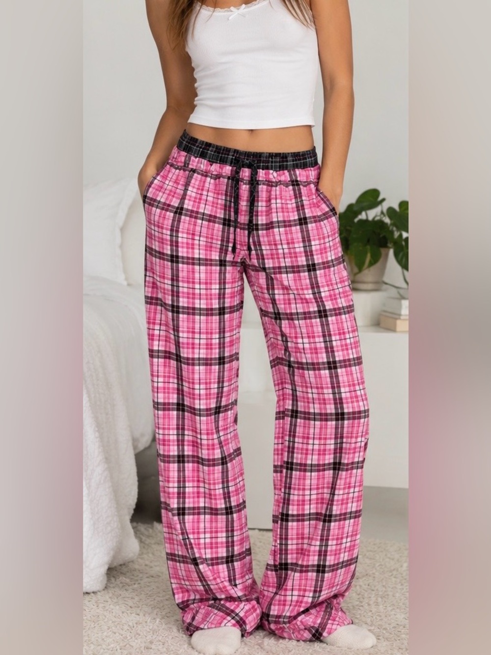 Pink by Victoria Secret Women’s L Plaid Pajama Pants Loungewear Boxers Pockets